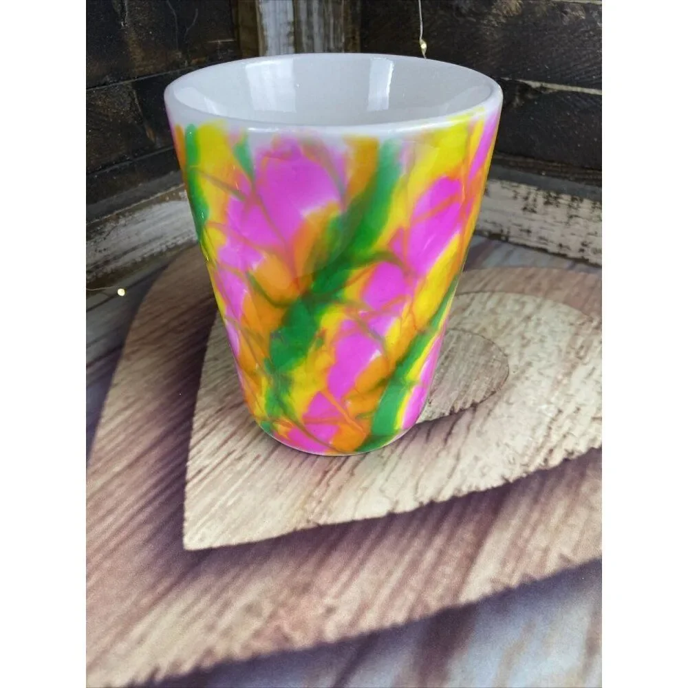 Neon Colors Tie Dye Style Coffee Tea Cup Mug Handmade Epoxy Resin Mug 14 oz